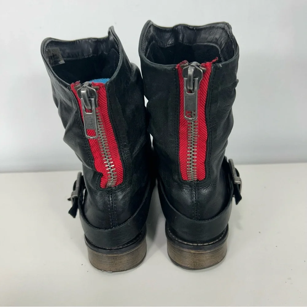 REMONTE black leather moto combat boots - Picture 6 of 11